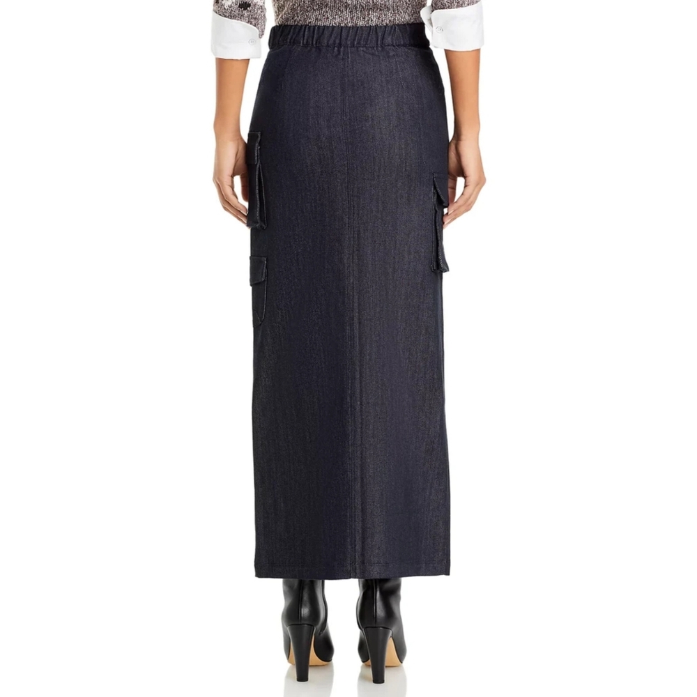 🔥Line & Dot Mora Dark Blue Denim Maxi Skirt with Slit - Picture 8 of 12